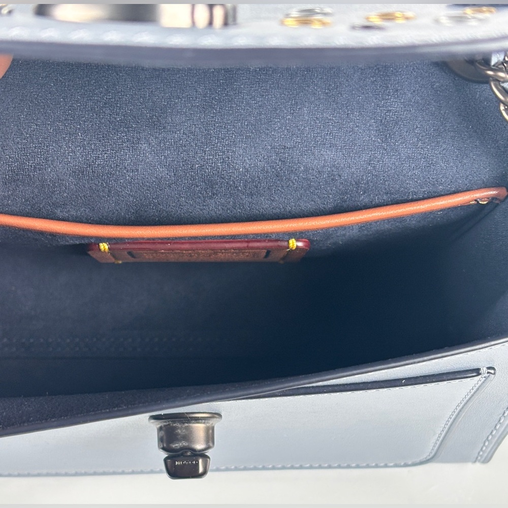 Coach Parker Tea Rose Blue rivets crossbody Bag NWT Chain & Leather w dusty - Picture 8 of 14